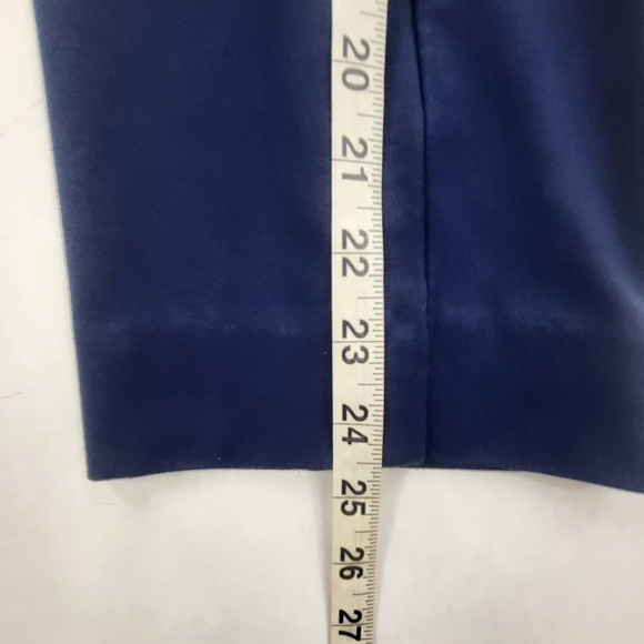 White House Black Market Blue Straight  Pull On Pants Women's Snap Pockets SZ 14 - Picture 8 of 9